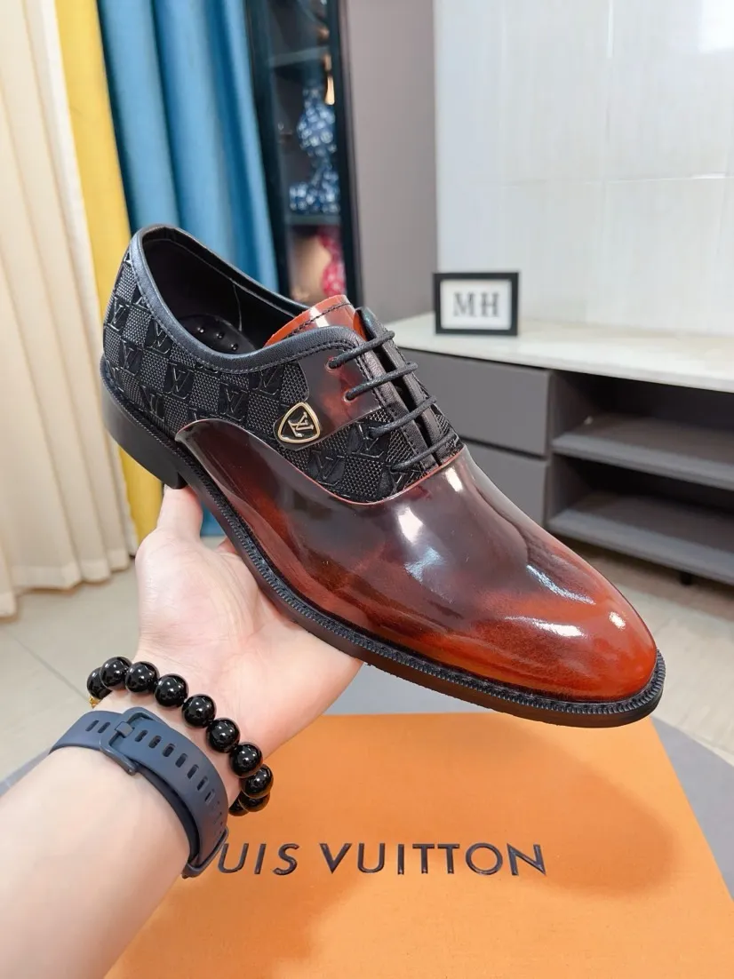 Men's men's shoes 💰520🌸🌸【LV Louis Vuitton】~ New product 🆕High-end original men's 🚹Business casual leather shoes, made of original cowhide open-edge bead fabric➕comfortable and soft cowhide lining➕cowhide insole, original LOGO rubber non-slip outsole. Code number: 38-44